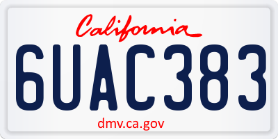 CA license plate 6UAC383
