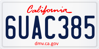 CA license plate 6UAC385