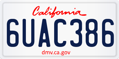CA license plate 6UAC386