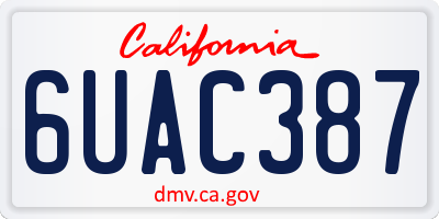 CA license plate 6UAC387