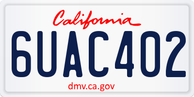 CA license plate 6UAC402