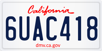 CA license plate 6UAC418