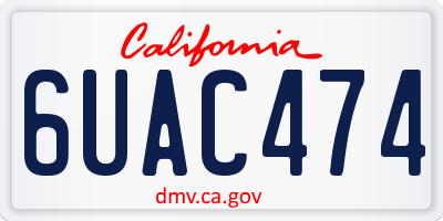 CA license plate 6UAC474