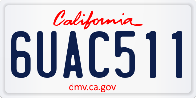 CA license plate 6UAC511