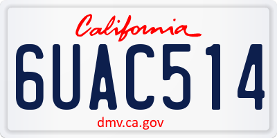 CA license plate 6UAC514