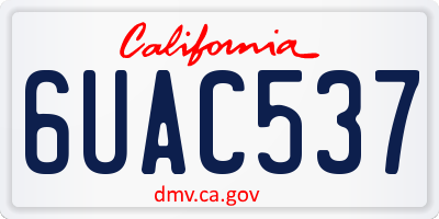 CA license plate 6UAC537