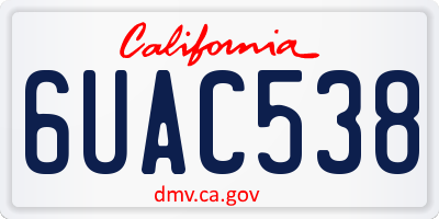 CA license plate 6UAC538