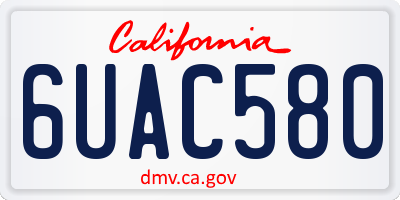 CA license plate 6UAC580