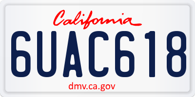 CA license plate 6UAC618