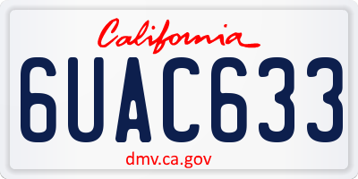 CA license plate 6UAC633