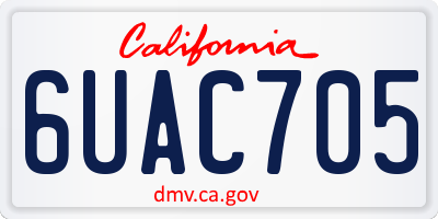 CA license plate 6UAC705