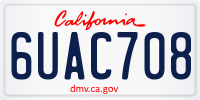 CA license plate 6UAC708
