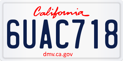 CA license plate 6UAC718