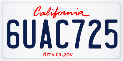 CA license plate 6UAC725