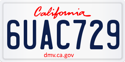 CA license plate 6UAC729