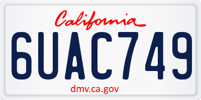 CA license plate 6UAC749