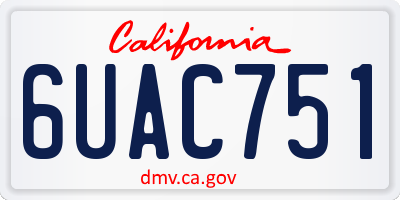 CA license plate 6UAC751
