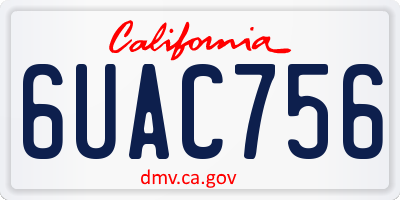 CA license plate 6UAC756
