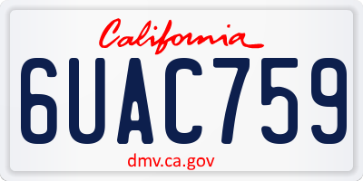 CA license plate 6UAC759