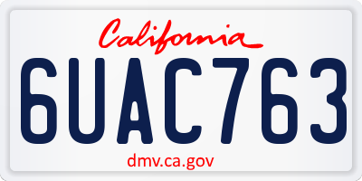 CA license plate 6UAC763
