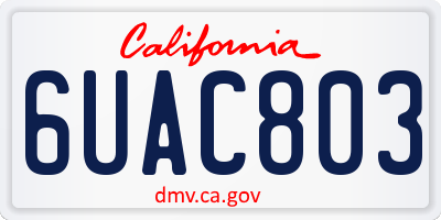 CA license plate 6UAC803