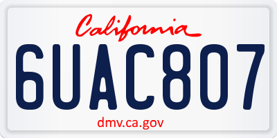 CA license plate 6UAC807