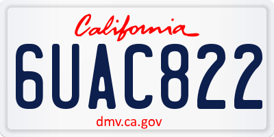 CA license plate 6UAC822