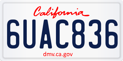 CA license plate 6UAC836