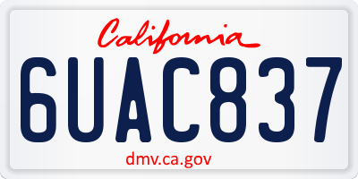 CA license plate 6UAC837