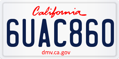 CA license plate 6UAC860