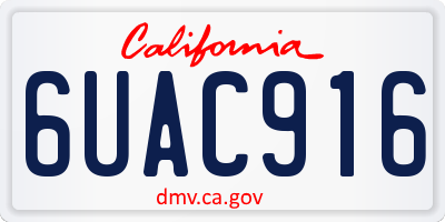 CA license plate 6UAC916