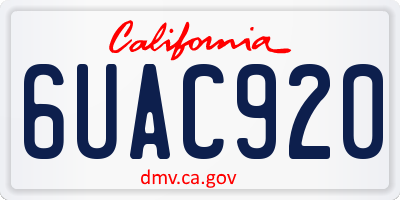 CA license plate 6UAC920