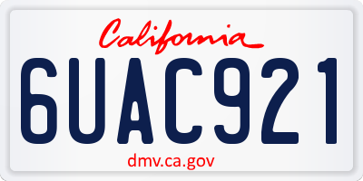CA license plate 6UAC921