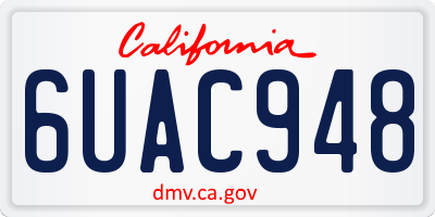 CA license plate 6UAC948