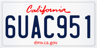 CA license plate 6UAC951