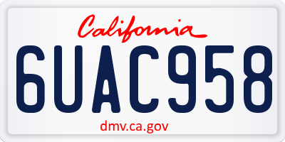 CA license plate 6UAC958