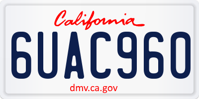 CA license plate 6UAC960