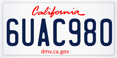 CA license plate 6UAC980