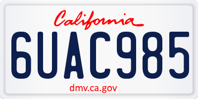 CA license plate 6UAC985
