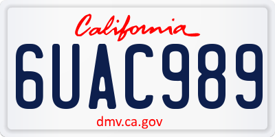 CA license plate 6UAC989