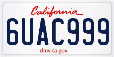 CA license plate 6UAC999