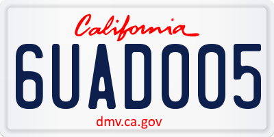 CA license plate 6UAD005