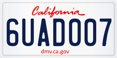 CA license plate 6UAD007