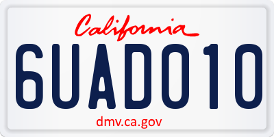 CA license plate 6UAD010
