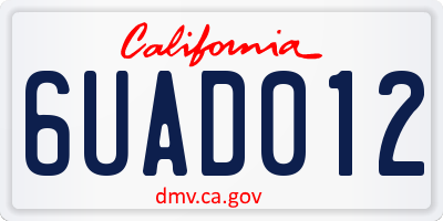 CA license plate 6UAD012