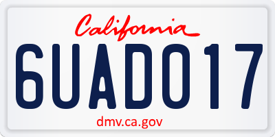 CA license plate 6UAD017