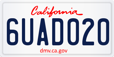 CA license plate 6UAD020