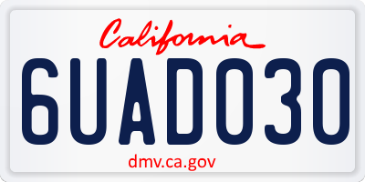 CA license plate 6UAD030