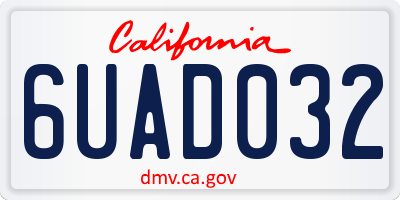 CA license plate 6UAD032