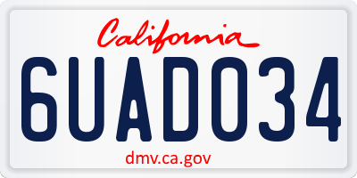 CA license plate 6UAD034